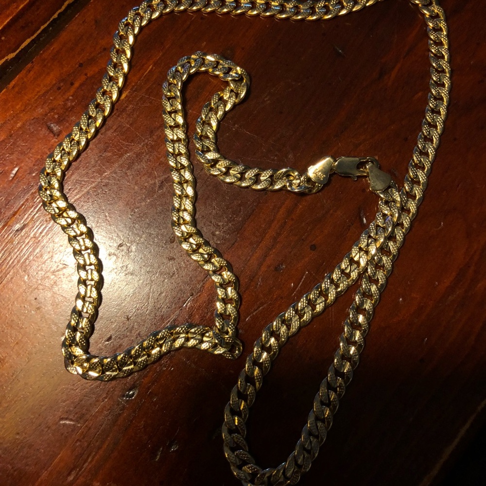 Two 14k 24inch Cuban link gold chains
